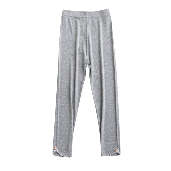 Babcutegg Long Pants for Toddler Girls Breathable High Waist Soild Color Outwear for Girls Gray