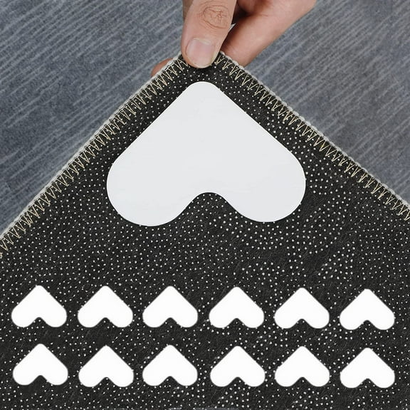 Rug Gripper 12Pack Double Sided Non-Slip Rug Pads Rug Tape Washable Rugs Reusable Carpet Tape Compatible with Hardwood Floors & Tile for Kitchen Bedroom Rug Pad Grippers to Keep Corners Flat(White)