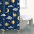 thumbnail image 4 of Dark Blue Sun Moon Cloud Star Pattern Shower Curtain 36"x72" ,Bathroom Decorative Shower Curtains Set with 12 Hooks,Modern Waterproof Washable Shower Curtain, 4 of 6