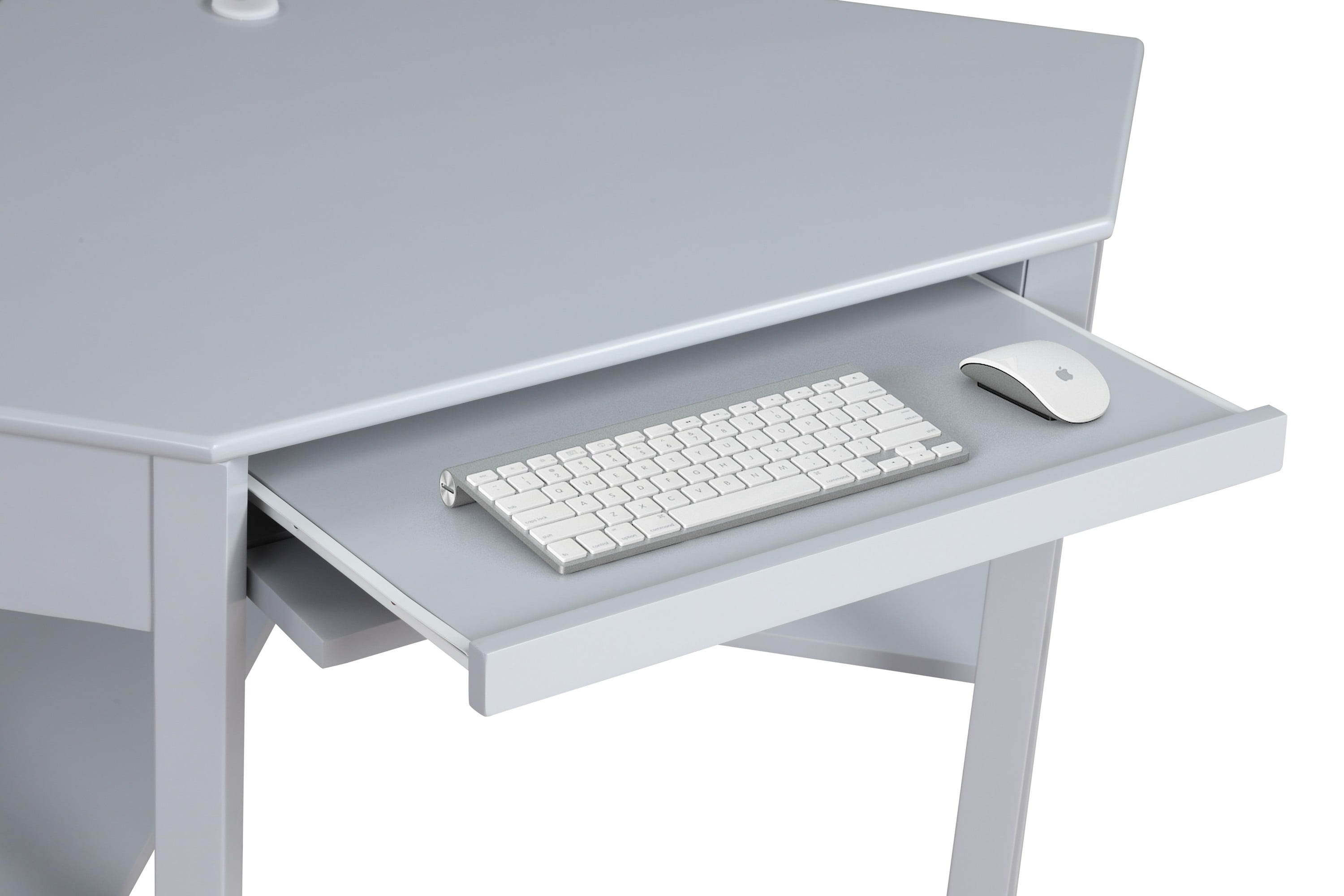 Linon Lakelyn Corner Desk, 29" Wide with Hidden Sliding Keyboard Tray, Gray
