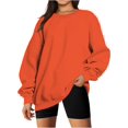 thumbnail image 1 of ORUYROP Chandails en Molleton Surdimensionnés pour Femmes Manches Longues Col Rond Chandail Décontracté Ample Couleur Unie Polaire Tops Pulls, 1 of 7