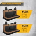 thumbnail image 4 of Cat Flexfit Rear Bench Seat Cover for Car Truck SUV, Durable Canvas Mesh Design, 60/40 Split Bench Auto Protector, Beige & Black, 4 of 9