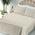 thumbnail image 3 of Ambesonne Exotic Fitted & Flat Sheet with Sham 3 Pcs Set, Minimalist Animal Print Cat, Twin, Eggshell Warm Taupe Tan, 3 of 5