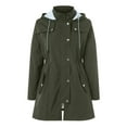 thumbnail image 6 of GEWSEY Rain Jacket Women Striped Lined Hooded Lightweight Raincoat Outdoor Waterproof Windbreaker (Army Green, S), 6 of 8
