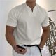thumbnail image 2 of Men's Casual Solid Color V-Neck Gentleman's Business Short Sleeve Fitness T-Shirt 3XL, 2 of 5