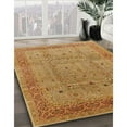 thumbnail image 2 of Ahgly Company Indoor Round Mid-Century Modern Yellow Yellow Oriental Area Rugs, 4' Round, 2 of 6
