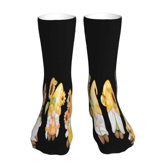 Salouo Hello Spring Sunflower Gnomes Pattern Fun Novelty Crew Socks,Casual Athletic Socks Neutral Socks