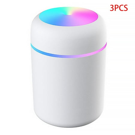 

3 Pieces Mini Humidifier Bedroom Office Living Room Portable Low Noise Diffuser Atmosphere Light Mist Sprayer White