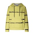 thumbnail image 4 of IROINNID Hoodie for Women Stripe Long Sleeve Drawstring Hoodie Casual Waffle Pullover Tops,Yellow, 4 of 6