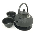 thumbnail image 2 of Japanese Imperial Dots Black Cast Iron Tea Pot Trivet and Cups Set Serves 2 Beautifully Packaged in Teapot Gift Box Excellent Home Decor Asian Living Gift for Sophisticated Moms And Housewarming, 2 of 4