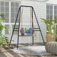 thumbnail image 2 of Garden Accessories Outsunny A-Shaped Hammock Chair Stand, Heavy Duty Swing Stand for Indoor & Outdoor Use, Max 330 lbs., Black,Garden Decorative Accessories, 2 of 8
