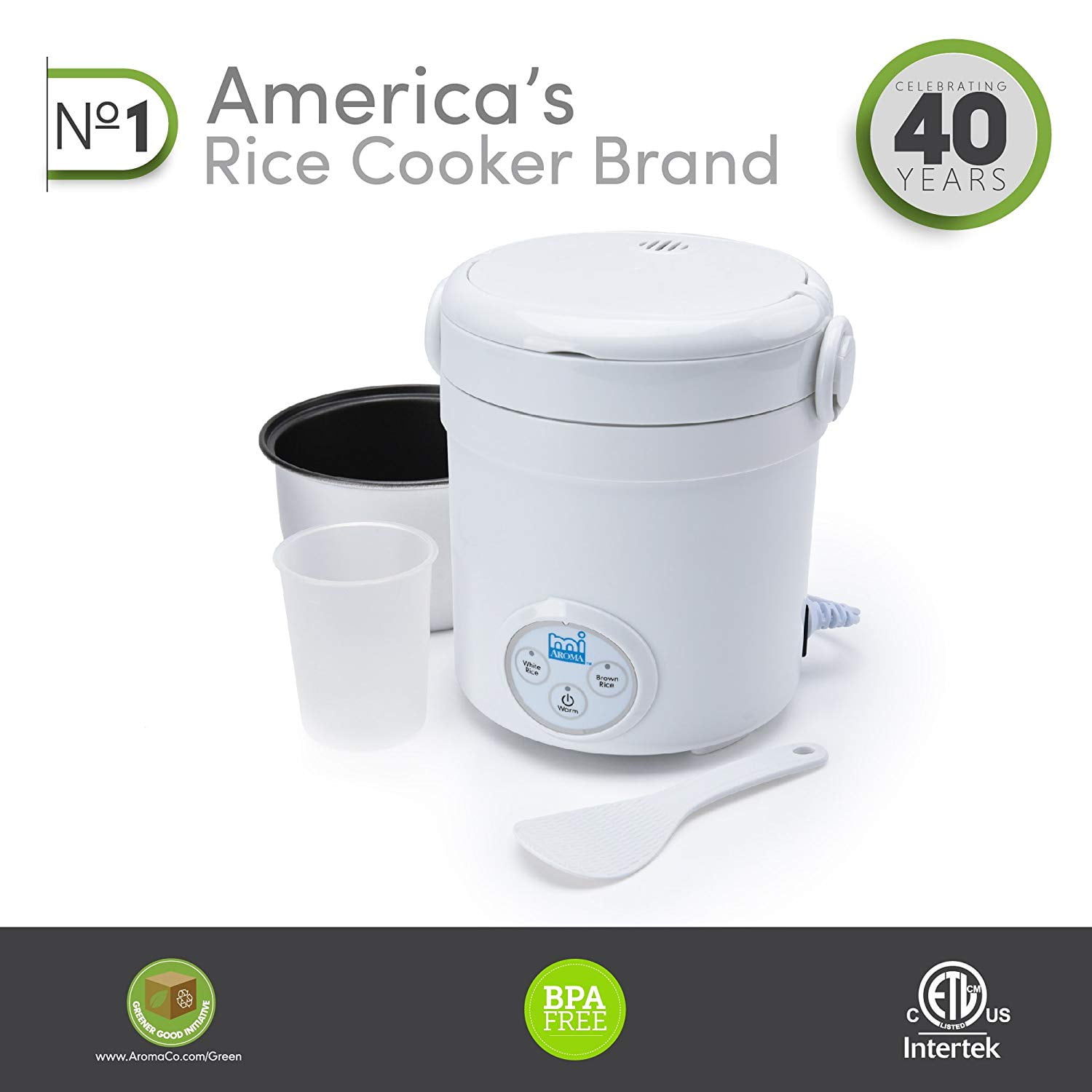 Aroma Housewares (MRC-903D) Mi 3-Cup (Cooked) (1.5-Cup UNCOOKED) Digital  Cool Touch Mini Rice Cooker,White