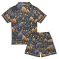 thumbnail image 2 of FORMRS Kids Short Sleeve Top and Pants Pajama Set Unisex Satin 2-Piece Sleepwear, Sizes 5-6Y, Halloween Houses Pattern, 2 of 8