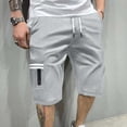 thumbnail image 3 of HOOMEUMY Men's Shorts Classic Drawstring Elastic Waist Sports Short Pants with Pockets Leisure Beach Shorts Fashion Comfy Outdoor Summer Solid Color (Gray,XXXL), 3 of 8