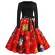 thumbnail image 1 of Moda para mujer Bowknot A Line Flare Vestido vintage Prom Swing Manga larga Impresión Navidad Vestido de fiesta de Navidad Fridja  nbo2414, 1 of 7