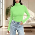 thumbnail image 2 of UGEASLI Ladies tops And Blouses Long Sleeve Shirts - Mock Neck Wicked Sweatshirt Turtleneck Sweater Lightweight Knitted Pullover Fall Outfits Business Casual Outfits for Women, Light Green, 2 of 7