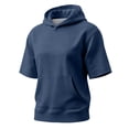 thumbnail image 5 of Yifymode Men's Short Sleeve Hoodie Athletic Workout T-Shirt Gym Running Pullover Hooded Sweatshirt with Pocket,Navy S, 5 of 8