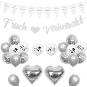 Frisch Verheiratet Deko Just Married Banner Hochzeits Wimpelkette Girland Hochzeitdeko Silbe Newly Married Decorations Herz Folienballon Luftballons Mr & Mrs Deko Brautparty Verlobung Deko
