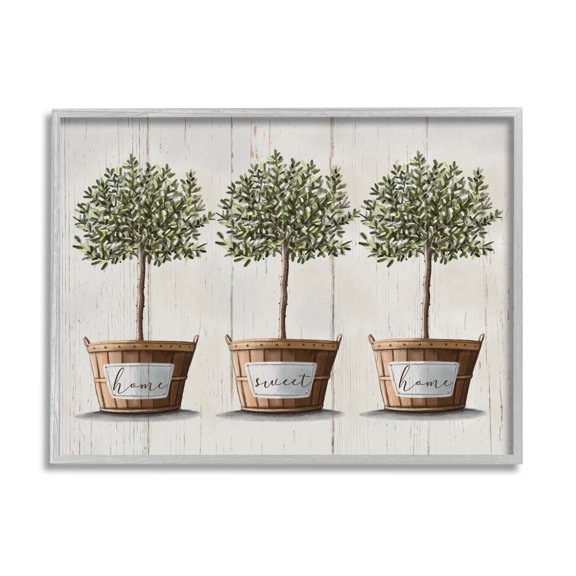 Stupell Industries Young Fruit Trees Charming Baskets Home Sweet Home, 16 x 20, Designed by Elizabeth Tyndall