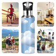thumbnail image 5 of White Clouds and Blue Sky 600ml Double Walled Stainless Steel LeakProof Sports Bottle Thermo 8h, 5 of 9