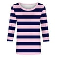 thumbnail image 6 of 3/4 Sleeve Shirts for Women Spring Striped Crewneck Business Casual Tops, Loose Three Quarter Length Work Blouses, Striped Printed Comfortable Top, Limited Time Off, 6 of 6