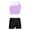 Lavender&Black, variant on Girls Yoga Outfit 2pcs Crop Top and Track Shorts Set Athletic Workout Street Dance Outfit Black&White 3XL