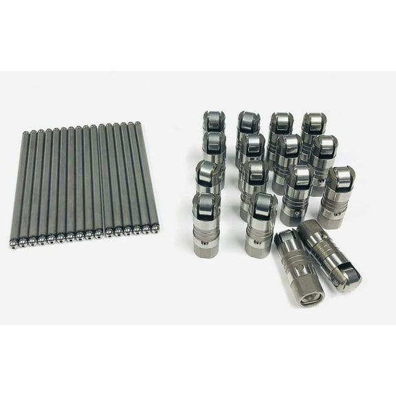 Elgin Industries Hydraulic Roller Lifters & Push rods set of 16 compatible with 1985-2001 Ford 5.0 5.0L 302 Engines with roller Lifters