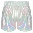 thumbnail image 2 of YONGHS Girls Shiny Metallic Shorts Hot Pants Disco Dance  Party Performance Costumes White 13-14, 2 of 7