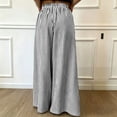 thumbnail image 6 of Women's Summer Striped Print Wide‑Leg Pants High‑Waist Elastic Waist Loose Casual Long Trousers with Side Pockets White XL(XL), 6 of 9
