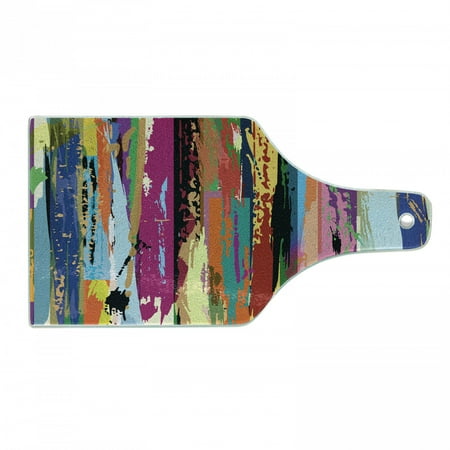 

Abstract Cutting Board Multicolored Expressionist Work of Art Vibrant Rainbow Design Tainted Pattern Decorative Tempered Glass Cutting and Serving Board Wine Bottle Shape Multicolor by Ambesonne