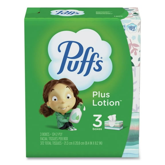 Puffs 39363 2-Ply Plus Lotion Facial Tissue - White (8 Packs/Carton)