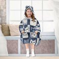 thumbnail image 7 of FORMRS Wearable Blanket Hoodie with Sleeves for Kids Cozy Flannel Sweatshirt, Blue Cats and Hearts, 7 of 7