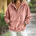 thumbnail image 5 of TFEOQRY Womens Velour Hoodie Sweatshirt with Kangaroo Pocket Button Henley Long Sleeve Loose Casual Fall Winter Top, 5 of 6