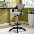 thumbnail image 2 of Pemberly Row Modern Vinyl Mesh Ergonomic Adjustable Swivel Drafting Stool - Gray, 2 of 7