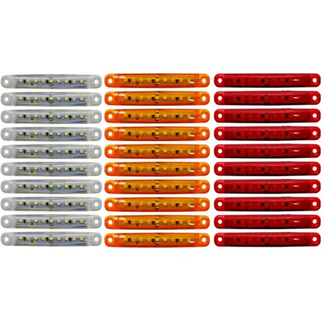 30X Luces de posición laterales selladas rojas y blancas de 9 LED aptas para remolque de camión Lámpara lateral trasera de 4 pulgadas