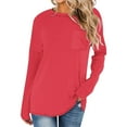 thumbnail image 2 of HAiming Womens Long Sleeve Round Neck Shirts Solid Color Pullover Basic Tops Fall Winter Casual Trendy Tunic Blouse, 2 of 5