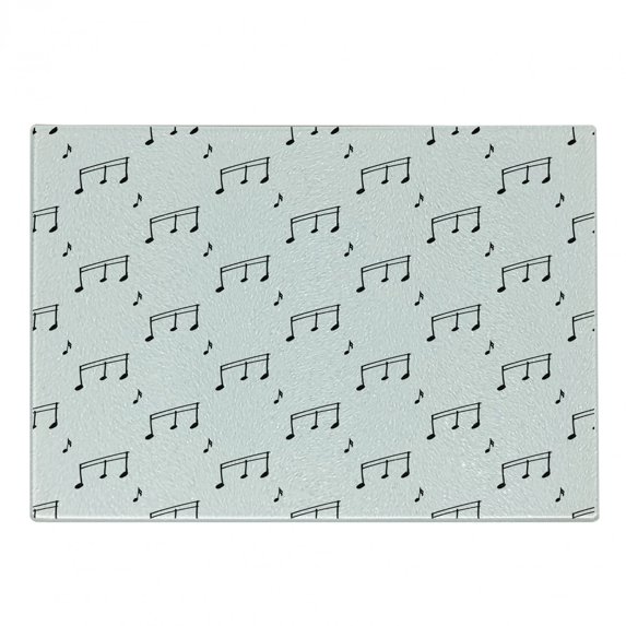 Music Cutting Board, Musical Notes Theme Melody Sonata Singing Song Clef Tunes Hand Drawn Style Pattern, Decorative Tempered Glass Cutting and Serving Board, Small Size, Charcoal Grey, by Ambesonne
