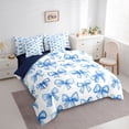 thumbnail image 3 of Castle Fairy Girly Ribbon Bow Bedding Comforter Set,Dreamy Blue Bow Tie Queen Bedding Sets, 3 of 8