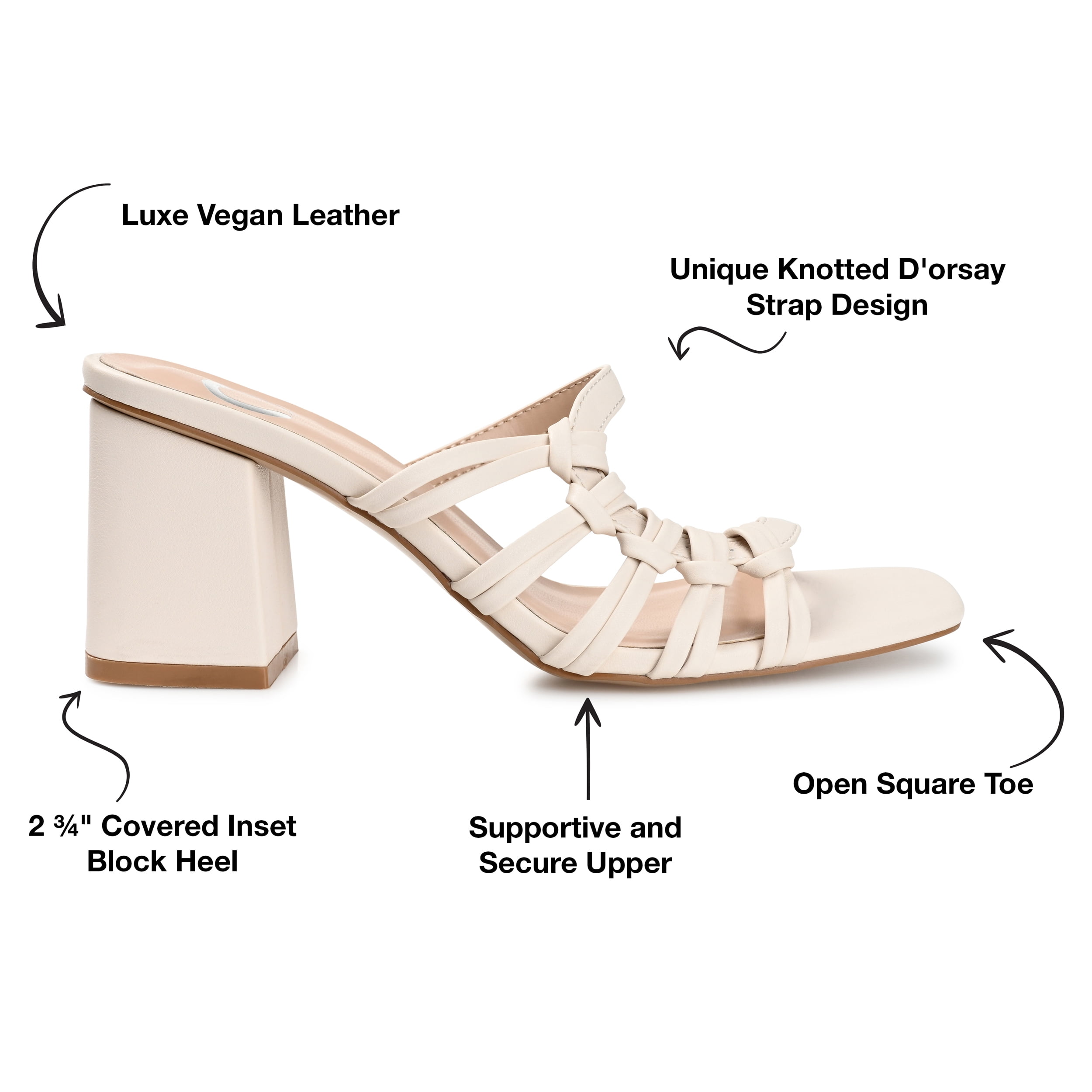 Journee Womens Emory Open Square Toe Block Heel Sandals