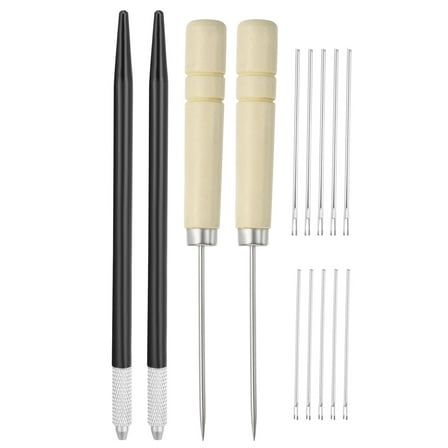 Uxcell Doll Hair Rooting Holders Kit, 0.6mm/0.8mm Doll Hair Rerooting Knitting Needles with Wood Awls Crochet Hooks Doll Wig Tool for Doll Hair Making Supplies DIY Crafts, Black