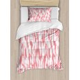 thumbnail image 1 of Abstract Twin Size Duvet Cover Set, Hipster Style Inspirations Brush Stroke Stripes Watercolor Paint Smears Vintage, Decorative 2 Piece Bedding Set with 1 Pillow Sham, Coral White, by Ambesonne, 1 of 3