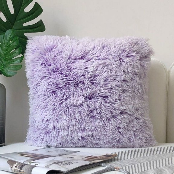 Modern Simple European Solid Color Plush Pillow Cover Office Home Sofa Cushion Cover