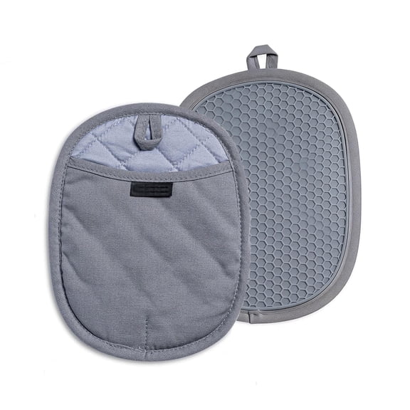 2 Pack Silicone Pot Holders Sets: Heat Resistant Oven Hot Pads with Quilted Liner Large Pot Holders - 9.8 x 7.6 Inches