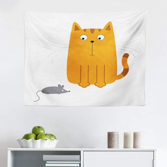 Modern Tapestry, Double Exposure Woman Portrait Combined with Rocky Mountain Pine Trees Image, Fabric Wall Hanging Decor for Bedroom Living Room Dorm, 2 Sizes, Dimgrey Ruby White, by Ambesonne