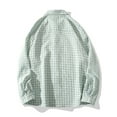 thumbnail image 3 of YLSDY Men's Long Sleeve Button Up Plaid Flannel Shirt Loose Fit Checkered Dress Work Office Tops Blouse Mint Green XL, 3 of 3
