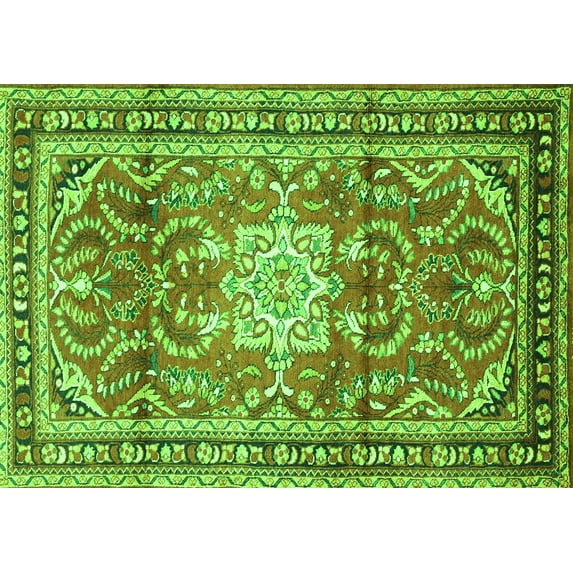 Ahgly Company Indoor Rectangle Persian Green Traditional Area Rugs, 5' x 8'