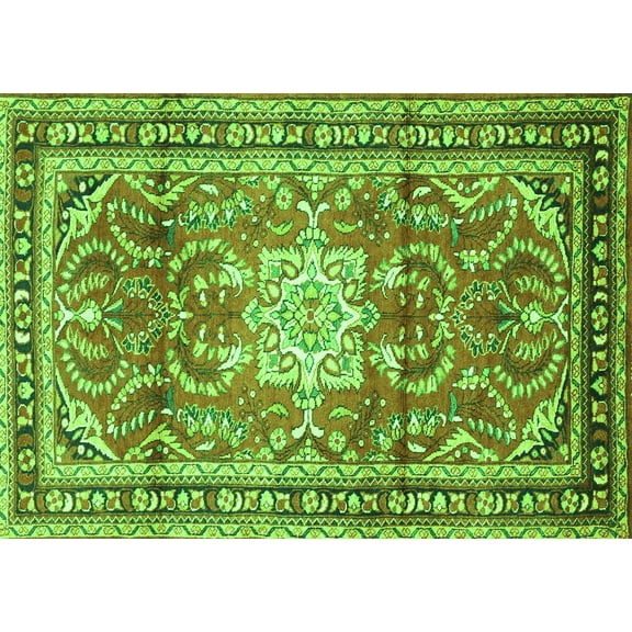 Ahgly Company Indoor Rectangle Persian Green Traditional Area Rugs, 5' x 7'