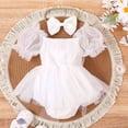 thumbnail image 3 of Hotiary Baby Girl Tutu Romper Dress with Bow Headband 2 Piece Set Infant Toddler Mesh Short Sleeve Skirt Sundress Spring Fall Outfit for 0-24 Months, 3 of 8