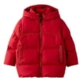 thumbnail image 3 of Povozer Girls Winter Coats Hooded Puffer Jackets Cotton Coats Snow Outwear(Red,5-6Y), 3 of 6