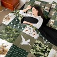thumbnail image 4 of Manfei Cute Bear Patch 7-Piece Twin Bedding,Abstract Geometric Plaid Bedding Comforter Set,Green,Black Reversible, 4 of 7